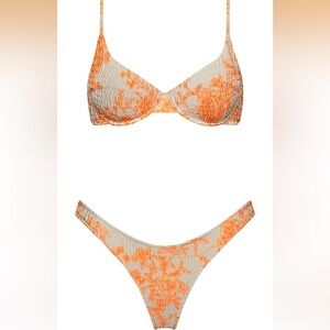 🚘 🆕 Orange Floral Smocked Bikini Set - Women Swim size medium